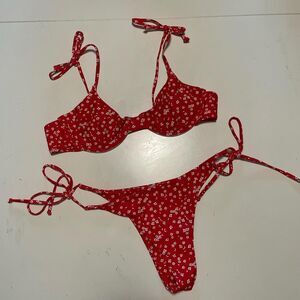 Red Ditsy Floral Bikini